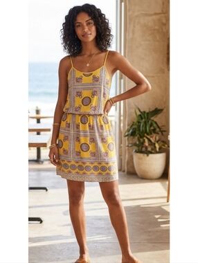 Pixley Medallion Print Cami dress Golden Yellow Size M